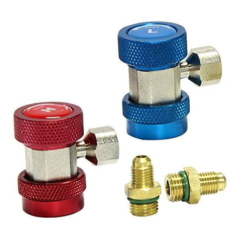Apeixoto AC R134A Adapter Fittings Adjustable R134A R-134A Connector 1/4 Inch Quick Connector with Manifold Gauge Set Cover