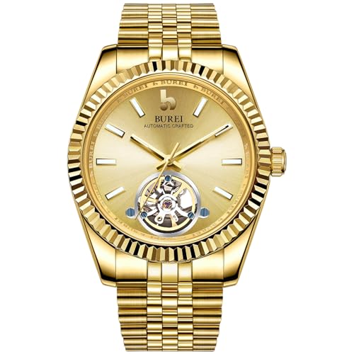 Image of BUREI Men's Classic Luxury Watch Stainless Steel Waterproof Machine Watch Fashion Double Watches Date Sapphire Crystal