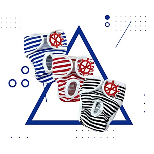 HEMOTON Pet Safety Pants for Dogs Adjustable Stripe Pattern Menstruation Diapers for Female Dogs Comfortable and Breathable Sanitary Pants Blue