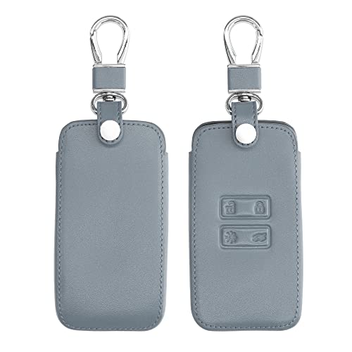 kwmobile カーキー 保護カバー 対応: Renault 4-ボタン 車のキー Smart Key - スマートキー キーケース 鍵ケース PUレザー - ブルーグレー