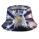 Bald Eagle and American Flag Bucket Hats Fashion Sun Cap Packable 4th of July Fisherman Hat for Wome