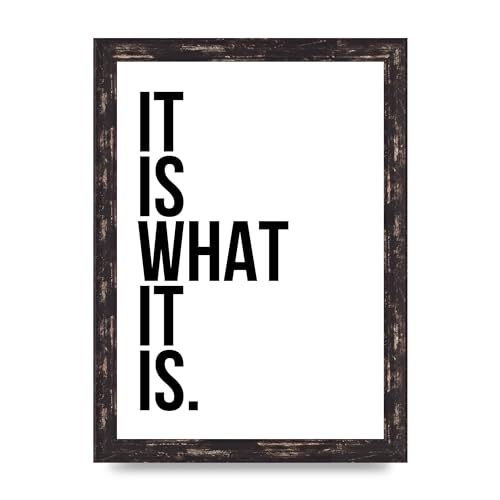 Image of Lithobee - It Is What It Is - Printed Wall Art Design in Sizes A2, A3 & A4 Framed in a Stylish Quality Coloured Frame or Unframed (A4 Brown Distressed Frame)