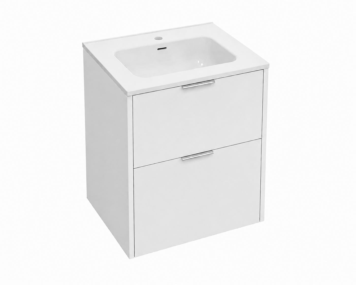 Baikal Mueble de Baño INNA. 50cm Blanco. Incluye Lavabo. Mueble MONTADO. Suspendido 2 Cajones con Cierre Amortiguado.