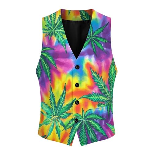 Tie-dye Weed Men's Formal Suit Vest for Business Formal Or Casual Dress Waistcoat Wedding4