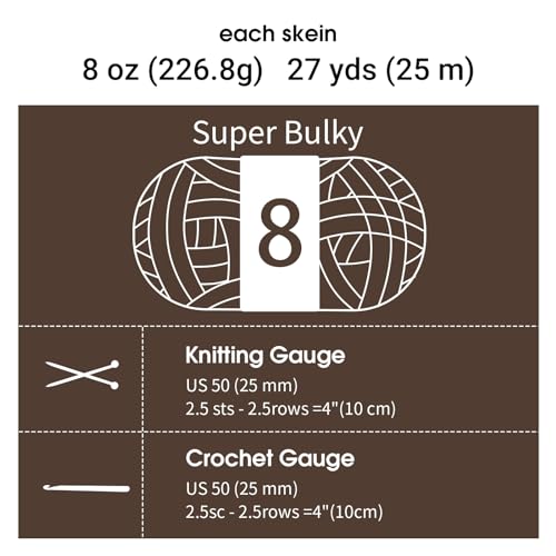 MABOZOO Chunky Yarn for Crocheting 8 Pack,Dark Coffee Fluffy Jumbo Chenille Yarn,Soft Plush Yarn Bulky,Giant Thick Fuzzy Yarn for Hand Knitting or Arm Knitting (27 yds,8 oz Each Skein) by MABOZOO - Image 8