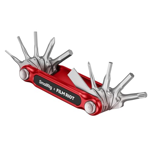 SmallRig x FILM RIOT 10-in-1 Folding Tool Set with Screwdrivers and Hex Key Wrenches Multiple Angle Positioning Portable and Compact Design (Red) - 4813
