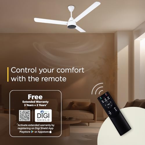 Image of EcoLink AiroMax BLDC 1200mm Ceiling Fan - White | Power-Saving BLDC Technology | High Airflow Performance | Low Noise | 2-Year Warranty | Pack of 1