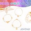 Jovono Boho Bracelets de Cheville en Perles Étoile de Mer Dorée, Chaîne de Cheville Coquillage, Bijoux de Plage pour Femme (3 Pièces) (Blanc) #1