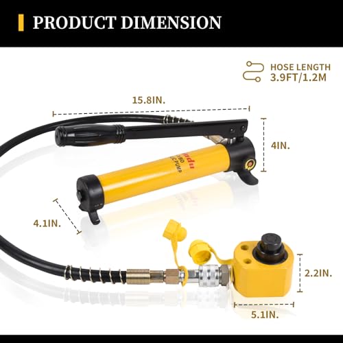 Image of Porta Power Kit 10T Multi Section Stroke Hydraulic Ram Cylinder Jack RMC-101L 0.98 inch Stroke Single-Acting + 400cc Hydraulic Hand Pump CP-180 for Machinery and Industry