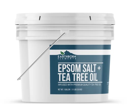 Earthborn Elements Tea Tree Epsom Salt (1 Gallon) Pure & Undiluted, Soothing Aroma #TOP1