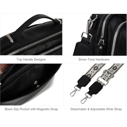 Image of Crossbody Bag,Convertible Top Handle Purse and Satchel for Women | Soft vegan leather; multi pockets; fits A5,iPad mini,long wallet; lightweight organizer for work, travel and weekends