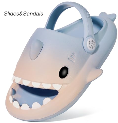 Image of KVbabby Kids Shark Slides Boys Girls Cloud Sandals | Cloud Sandals，Open Toe，Beach Pool Water Shoes，Slip-on，Lightweight，Non-Slip，Soft，Flexible，EVA Slippers