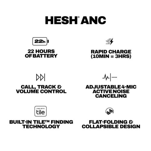 Hesh ANC Cuffie Wireless Over-Ear con Cancellazione del Rumore e Microfono, 22 Ore di Autonomia, Compatibili con iPhone, Android e Dispositivi Bluetooth - Nero - Cuffia gaming - Immagine 9