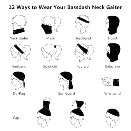 Image of BASSDASH Neck Gaiter Mask UPF 50 Sun Protection for Men & Women, Fishing, Hiking, Outdoor