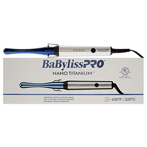 BaBylissPRO Nano Titanium Curling Wand, Reverse Taper Professional Hair Wand Curling Iron for Long Lasting Curls, Creates the Perfect Curls for All Hair Types