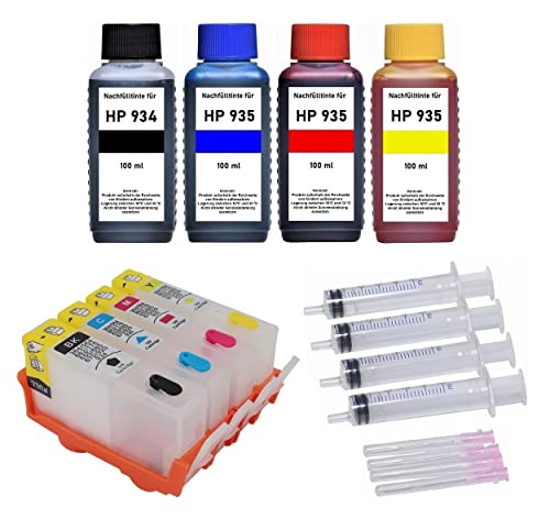 Inkpro Cartuchos Recargables Compatible con HP 934 + 935 + 400 ml Tinta para OfficeJet 6800 6812 6815 6820 6822 6825, Pro 6200 6230 6230 6235 6239 6830 6830 6835