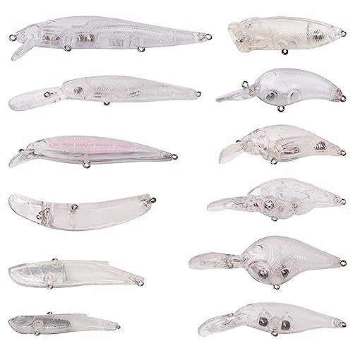 Unpainted Crankbait Lure Kit with 3D Eyes and Clear Bodies