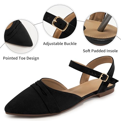Ecetana Womens Sandals Flats Shoes - Closed Pointed Toe Slingback Comfortable Dressy Flat Sandals 2025 for Casual Work Office3
