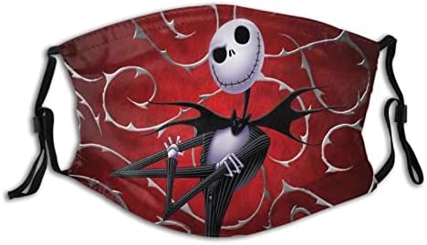 Christmas Skellington Halloween Stylish Face Mask with Replaceable Filters Activated Carbon Mask for Party Travel Daily