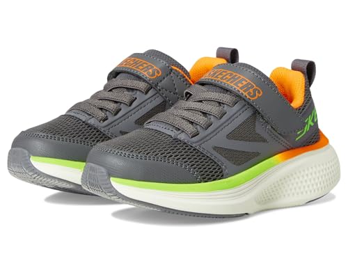 Skechers Boy's Go Run Elevate 2.0 Sneaker, Charcoal/Charcoal/Orange Lime, 11 Little Kid