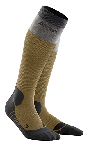 CEP Light Merino Wool Hiking Tall Compression Socks, Beige/Grey, Women, II