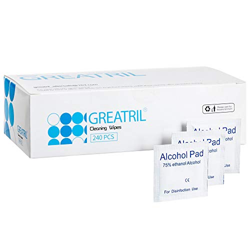 Kleine Größe 6 cm x 6 cm, Greatril Alco Reinigungstücher mit Reisegröße für Handy, iPad, Türgriff, Brille, Tablet, PC, Computer, Laptop (240) Cover