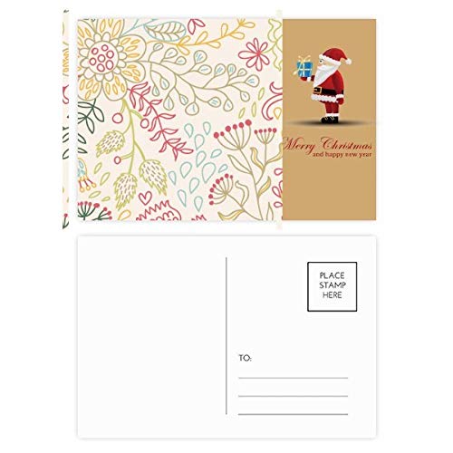 Cartes postales plantes et fleurs motif feuilles et Père Noël | Lot de 20