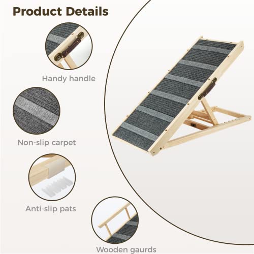 Adjustable Pet Ramp For Dogs And Cats: For Couch Or Bed With Safety Rails & Handle, Non-Slip Mat - 40" Long And Adjustable From 14” To 25”, Great For Small And Older Animals #TOP6