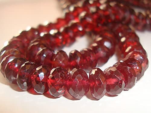 Perles rondelles garnet rouge cerise 6-6.5 mm pierre naturelle pour fabrication bijoux diy