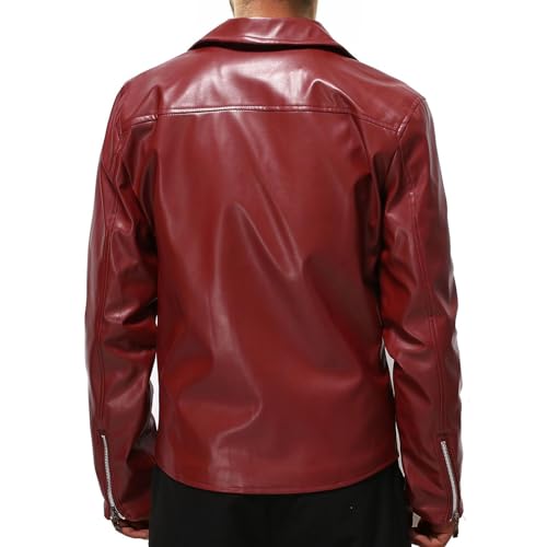 Fall Men Faux Leather Zip Up Jacket Stand Collar Leather Motorcycle Jacket Lightweight Bomber Outwear PU Coat with Pockets4