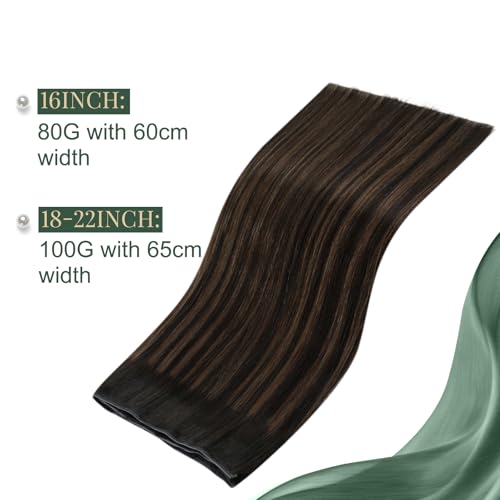 Image of Ugeat Butterfly Weft Hair Extensions Human Hair Balayage, 18 Inch 100G #226 | Butterfly Weft Human Hair Extension, Balayage Dark Brown Mix Medium Brown, Color Match, Daily Scenarios