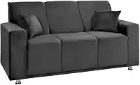 Sófa 3 Lugares Fixo Tokyo Veludo Cinza Chumbo - Speciale Home