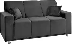 Sófa 3 Lugares Fixo Tokyo Veludo Cinza Chumbo - Speciale Home