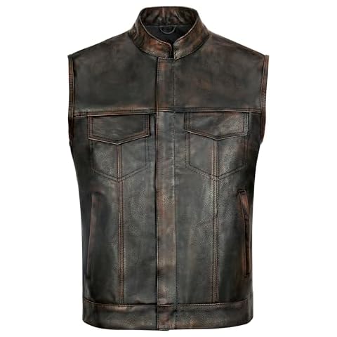 CAZA SOA Leather Motorcycle Waistcoat with Pockets Cover