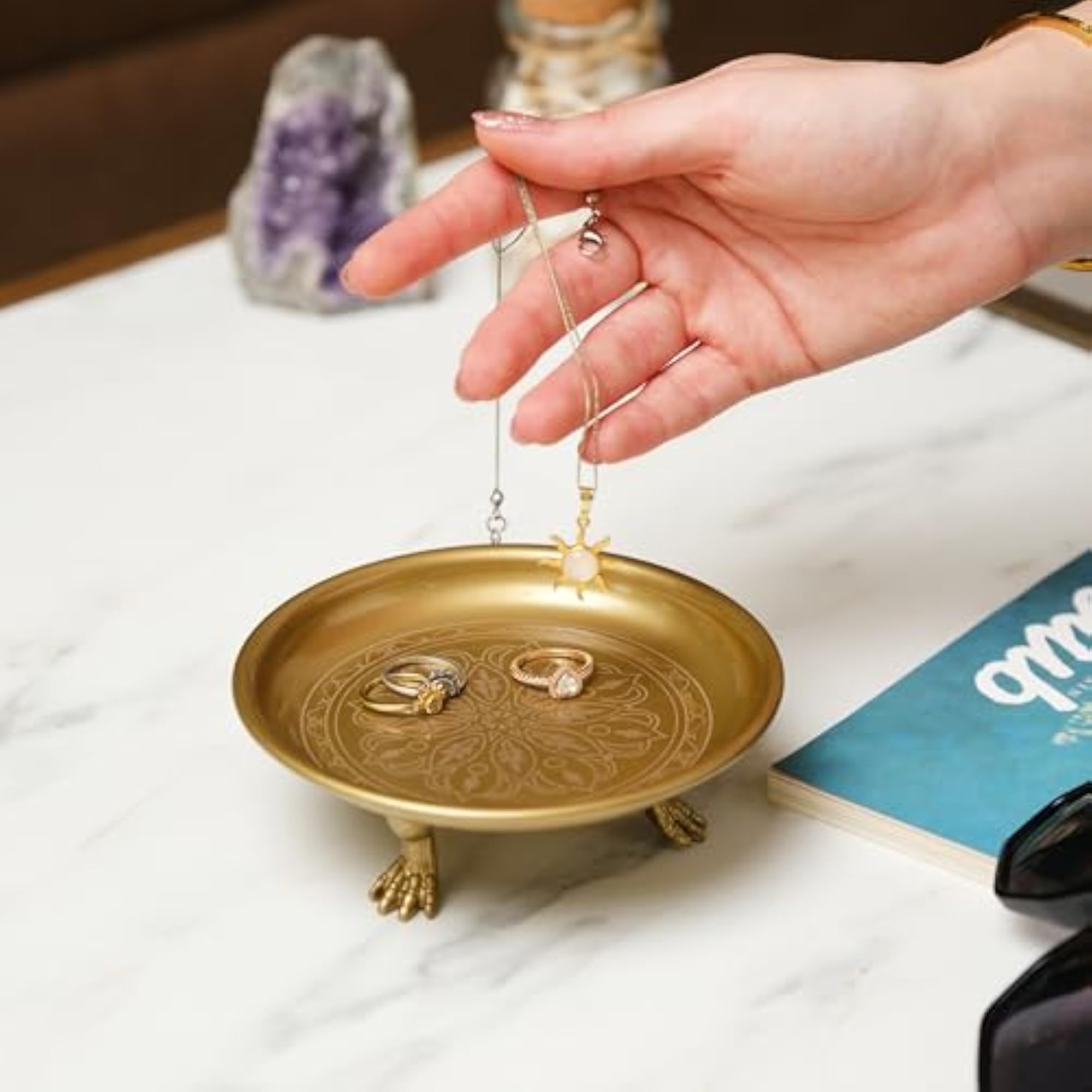 Solid Brass Pedestal Tray with Eagle Claw Feet