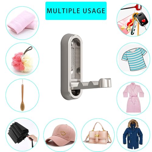 Brushed Nickel Foldable Towel Hooks 4 Pack,Wall Hooks for Hanging Heavy Duty Coat Hooks & Purse Hook Wall Mount Storage Solution for Bathroom,Closet,Entryway,Pool and Kitchen (4, Brushed Nickel) by CQPRK - Image 5