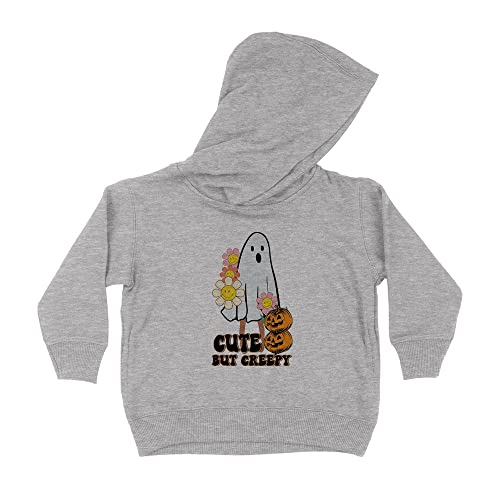 Ghost Cute But Creepy Kids Hoodie Sweatshirt Toddler 5T Heather Grey