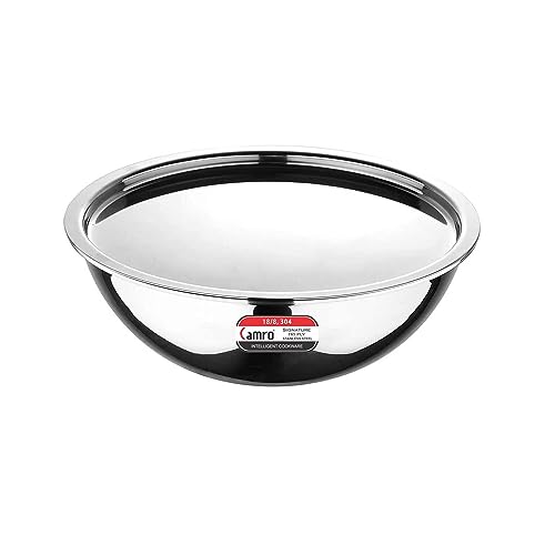 Image of Camro Triply Artisian Tasla Kadhai 1.2 liters Stainless Steel Lid Included