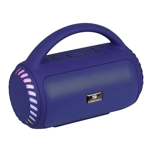 Zebronics Portable Bluetooth Speaker, 8W, Upto 5 Hours Playback, BTv5.3, mSD, TWS, USB, 8 Multi-Color LED Modes, Call Function, Type-C Charge, Deep Bass, Carry Handle (County 5 Plus, Blue)