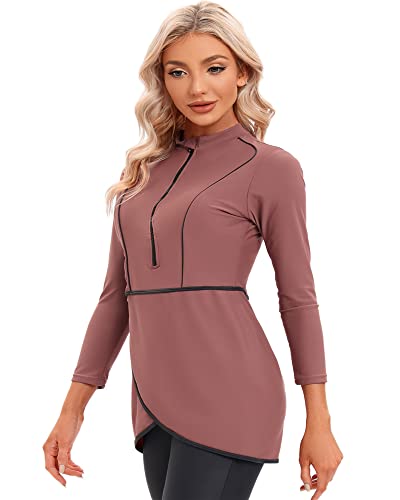 Muslim Modest Swimsuits for Women 3pcs Long Sleeve Zipper Full Cover Hijab Burkini Conservative Muslim Swimwear4