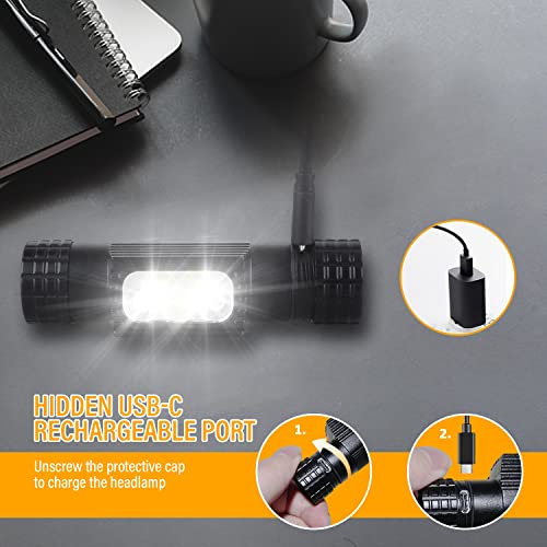 Gozebra Rechargeable Headlamp, 1200 Lumen Super Bright Led Headlamp Flashlight With Red Light, 5 Modes Waterproof Head Lamp Headlight For Outdoor Camping Running Cycling Fishing (Go-H05B) #TOP4