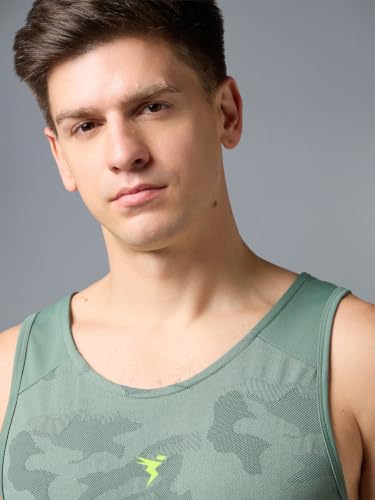 Image of TECHNOSPORT Men's Slim Fit Sleeveless Gym Vest Tank Top, VENTMESH Quick Dry Moisture Wicking Stretchable Vest for Gym Workout and Training