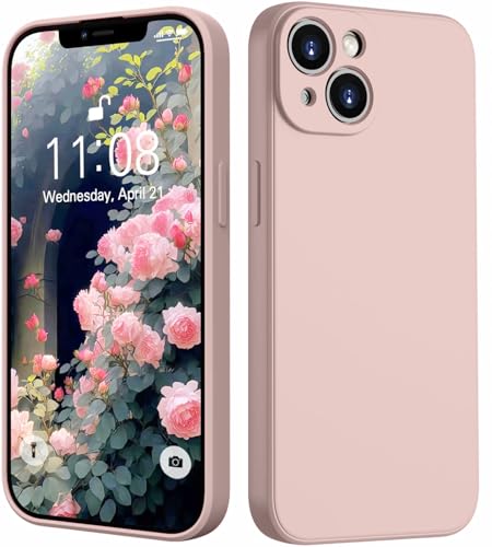 Elzzi Square Candy Liquid Silicone iPhone Case Cover Compatible for iPhone 13, All Cube Series with Microfiber Lining Compatible iPhone 13 (6.1 inch) - Pink
