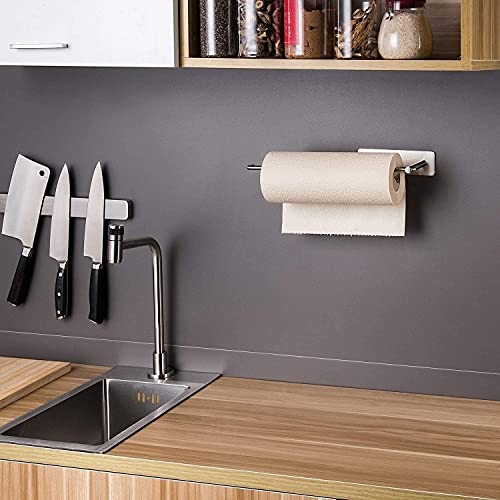 Suntech Paper Towel Holder Under Cabinet - Self Adhesive Towel Paper Holder Stick On Wall For Kitchen, Bathroom Paper Towel Holder Organizer&Storage&Decor, Stainless Steel #TOP5