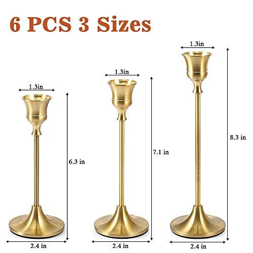 Alternative view of Bochino Candlestick Holders Taper Candle Holders - Gold Candlestick Holder Set of 6 Candle Stick Holders kit Classic Decorative Candle Stick for Christmas, Wedding, Party, Dinner Tables,Home DÃ©cor