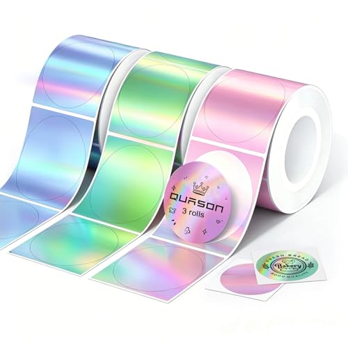 Thermal Printer Stickers 2" Round Holographic Waterproof BPA Free 300ct