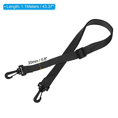 Image of PATIKIL 20mmx1.1m Replacement Shoulder Strap, 4 Pack Adjustable Swivel Clips Hooks Buckle Slide Crossbody Bag Belt for Water Bottle Carrier Sling, Black