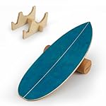 Goplus Balance Board Trainer for Adults, Wooden Balancing Board with Cork Roller and Storage Rack to Exercise and Build Core Strength, Wobble Board for Skateboard, Snowboard