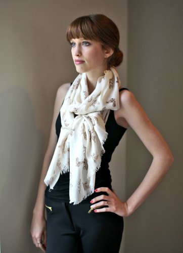 Anika Dali Women's Cheetah Animal Print Scarf (Off-White/Brown) #TOP4