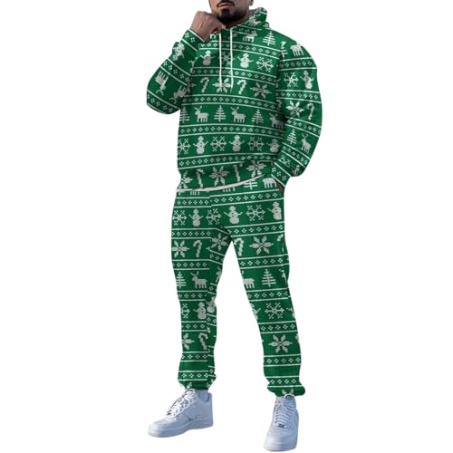 Pantalon de survêtement à capuche pour hommes ensemble de sport confortable vert L